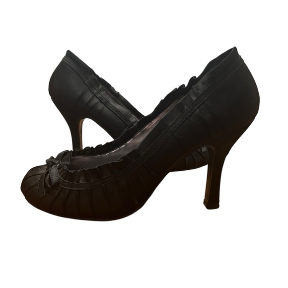 Club Couture Shoes - Club Couture Satin Heels- Black-Size 7